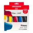 Aanbieding Amsterdam Acrylverf 5 primaire kleuren 120 ml met 3 doseertuiten